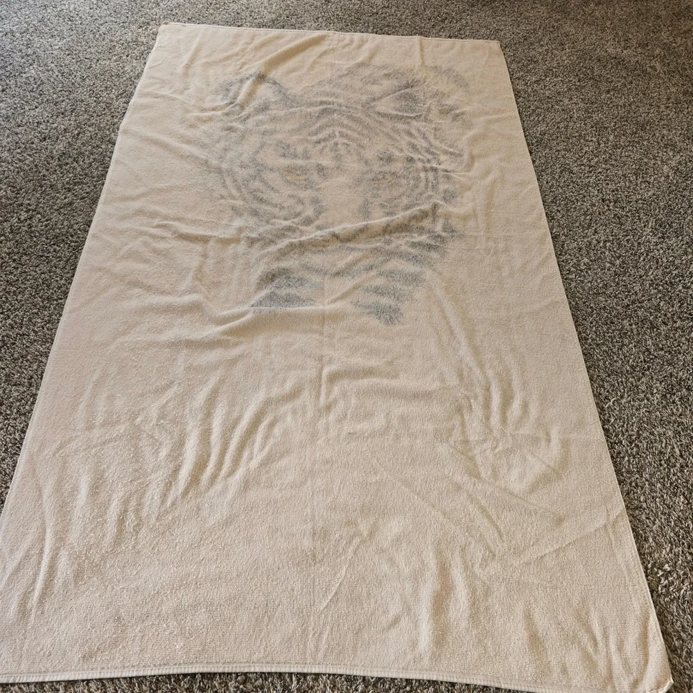 Galerie Pandora Bengal Tiger‎ Beach Towel Cream Black Animal Print Art Vintage
